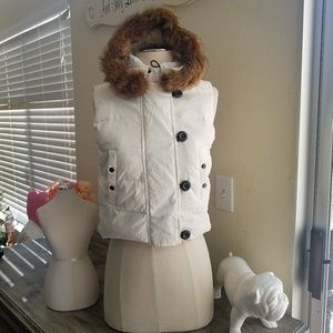 GAP Puffer Vest With Fur Hoodie